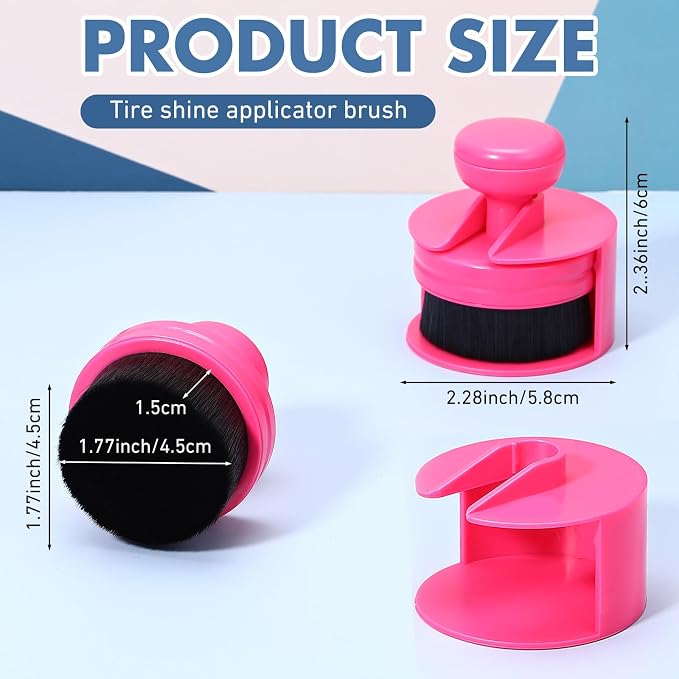 Wenqik 1 Pack Tire Shine Applicator Brush Automotive Tire Shine Brush Dressing Applicator with Storage Stand Portable Car Detail Brushes for Auto Detailing Care and Auto Wash Cleaning Service Kit