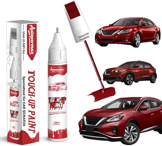 NAH Cayenne Red Pearl Car Touch Up Paint for Nissan, Color Accurate Two-In-One Car Paint Scratch Repair Pen, Professional Scratch Remover for Vehicles Chips and Nicks Scuff