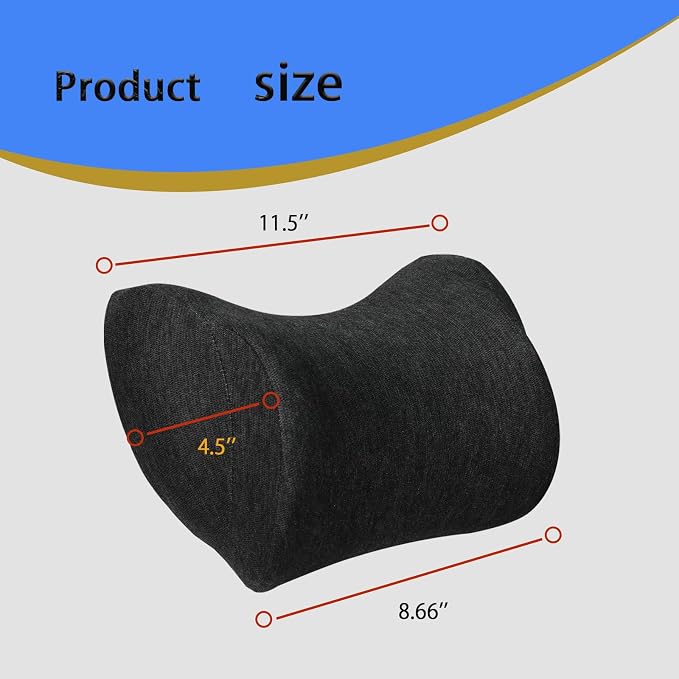 Car Neck Pillow, Car Headrest Pillow with Adjustable Strap for Neck Pain Relief 100% Memory Foam,Ergonomic Design，2 Pack