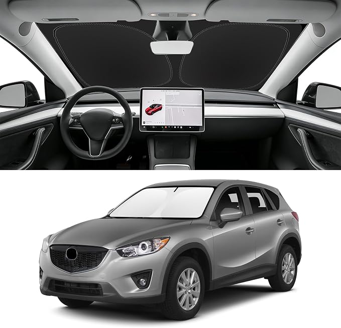 Custom Fit Windshield Sun Shade for Mazda CX5 2013-2016, Blocks UV & Heat, Front Window Sunshade Accessories, Easy Fold & Store Keep Your Car Cooler