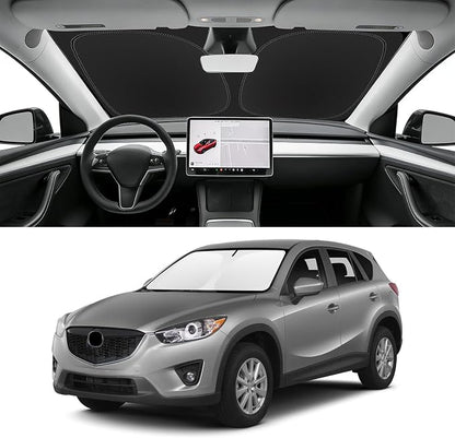 Custom Fit Windshield Sun Shade for Mazda CX5 2013-2016, Blocks UV & Heat, Front Window Sunshade Accessories, Easy Fold & Store Keep Your Car Cooler