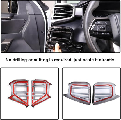Car Center Console Air Conditioning Outlet Trim Cover Kit Compatible with Toyota Tundra/Sequoia 2022-2026, ABS Dashboard Side A/C Vent Panel Decorative Frame Protection Accessories, For 14-inch Screen