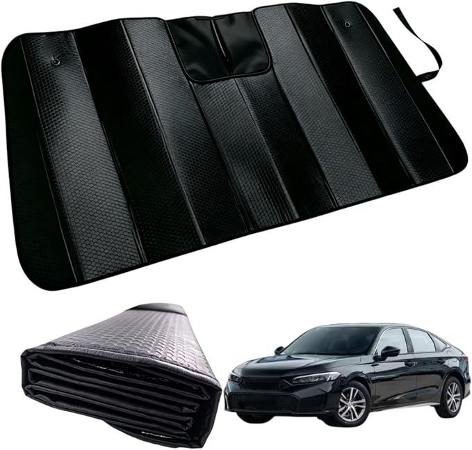 GWUSKDT Car Windshield Sunshade for Civic 2022-2026, Thicken 5-Layer Bubble Aluminum Foil UV Heat Reflector Foldable Sun Visor,Front Windshield Sun Shade- Keeps Your Vehicle Cool