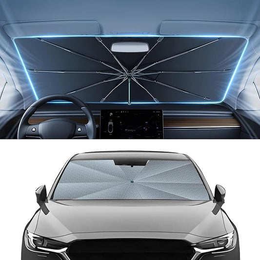 Autorder Windshield Sun Shade Umbrella for 2017-2025 2026 Mazda CX-5 CX5 Accessories,Upgraded Ice Crystal Material,Easy Setup Umbrella Sunshade for Car Windshield,100% Sun Blocking