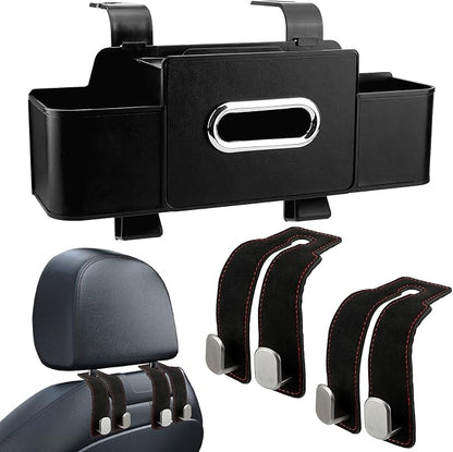 2Pcs BackSeat Car Organizer Set,Features Headrest Hooks for Purses and Bags Cute, Multiple Storage Car Back Seat Organizer,Seat Back Box,for Travel,Family Trips,Daily Commutes