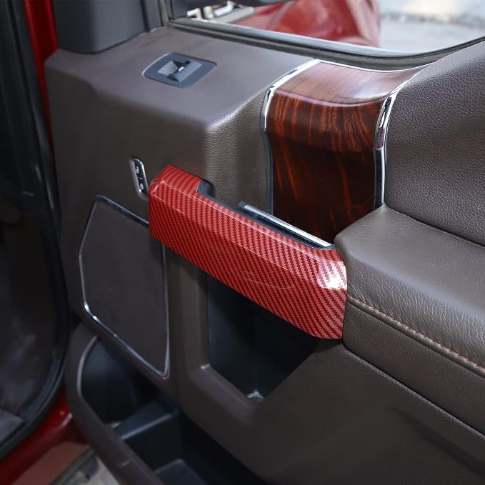 Voodonala Inner Door Handle Covers Trim for Ford F150 2015 2016 2017 2018 2019 2020(Red Carbon Color)