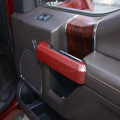 Voodonala Inner Door Handle Covers Trim for Ford F150 2015 2016 2017 2018 2019 2020(Red Carbon Color)