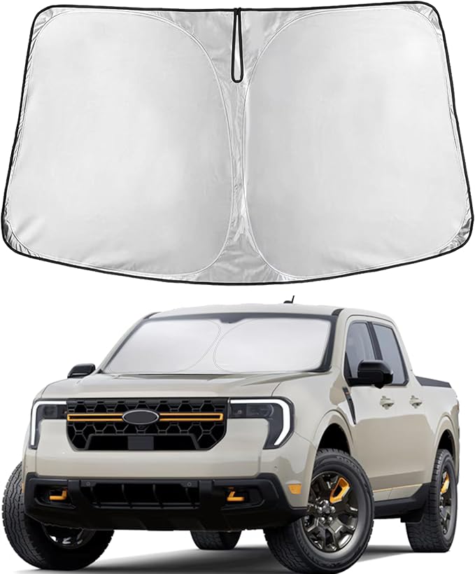 Econour Windshield Sun Shade Compatible for Ford Maverick 2022-2024 2025 2026 Sun Shade Front Windshield Sun Visor Foldable Thicker 5-Layer Block Heat and Sun UV Rays | Car Accessories