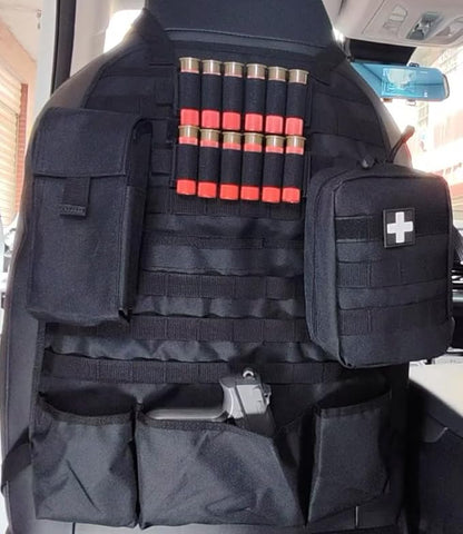 Car Seat Back Organizer Tactical MOLLE Panel Back Seat Storage Bag Universal Car Seat Cover Protector (Black)