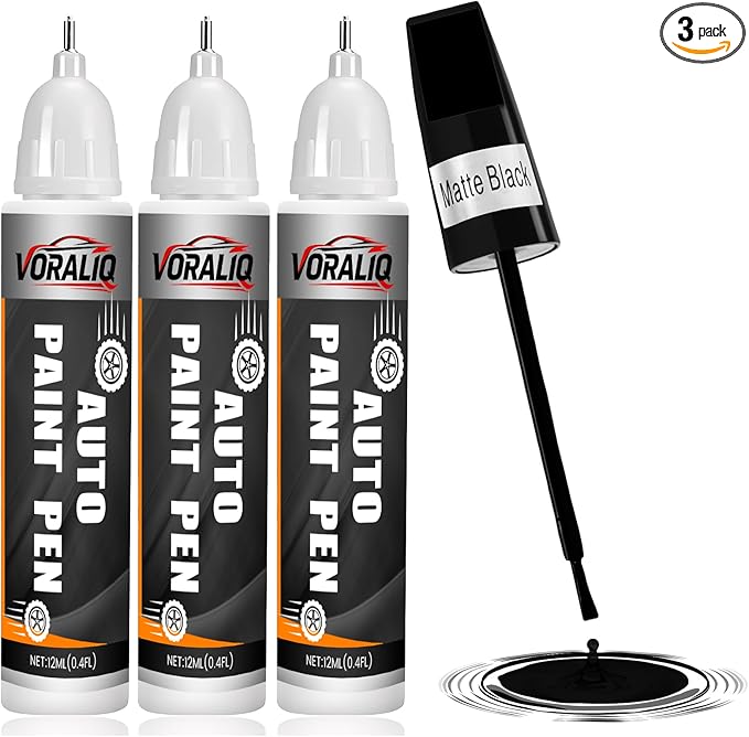 Touch Up Paint for Cars, 3-Pack - Matte Black Car Scratch Repair Pen, Color Accurate Automotive Touch Up Paint, Long-Lasting Scratch Resistance, Fast-Drying & User-Friendly, Safe & Water-Resistant for Automotive & Household Touch-Ups