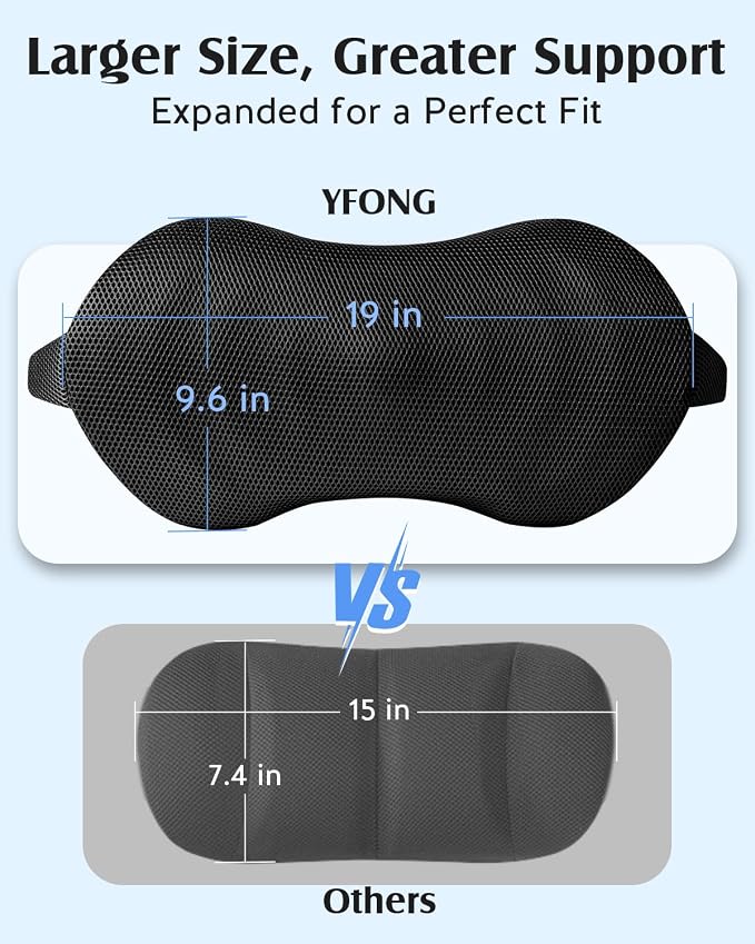 YFONG Lumbar Support Pillow for Car Seat, Back Support with Adjustable Straps Securely Fixed for Driving Seat Pain Relief, Office Chair Car Essentials Back Cushion, Black