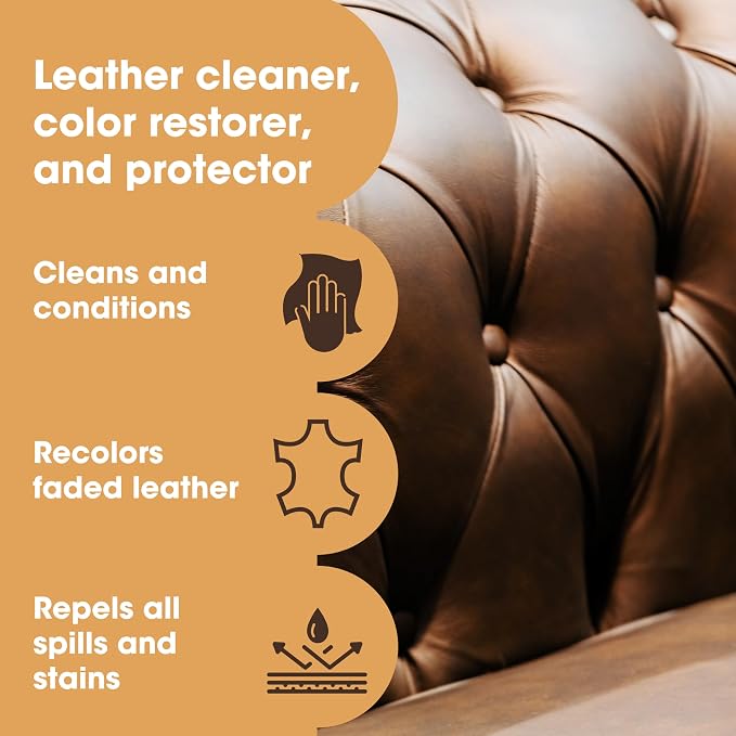 Furniture Clinic Leather Complete Restoration Kit | with Leather Recoloring Balm, Cleaner, 2-in-1 Protection Cream & Conditioner, Sponge, and Cloth | Repair Kit for Furniture (Dark Grey)