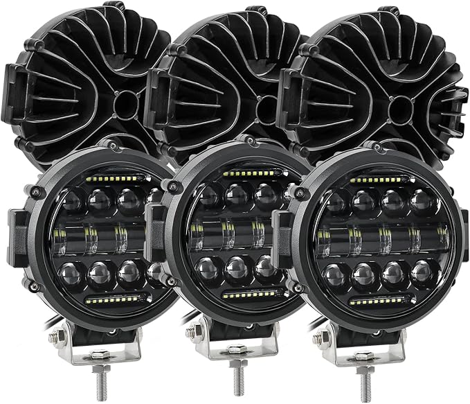 6PCS Round LED Work Light, 60W Flood Spot Combo Beam LED Light Bar with Daytime Running Light Off Road Driving Lights for Truck Pickup SUV ATV UTV