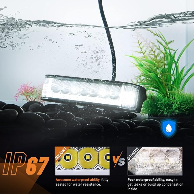 Nilight Side Shooter LED Pods with DRL 6.5 Inch 2089LM Spot Flood Combo Light Bar w/ 16AWG Wiring Kit for Fog Driving Auxiliary Lamp on Truck ATV UTV Jeep