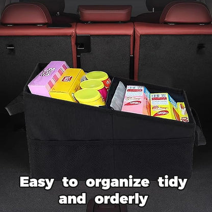 Trunk Organizer - Car Seat Organizer Front or Backseat Organizer for Travel, 16L Waterproof Foldable Car Organizer for SUV & Sedan, 1680D Oxford Polyester (cream-colored)