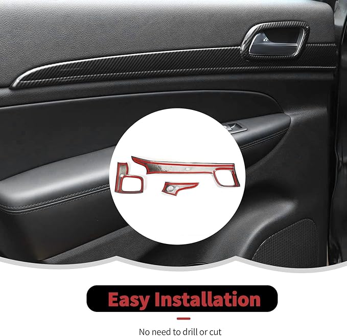 RT-TCZ Carbon Fiber Center Console Dashboard Panel Trim Inner Door Handle Cover Interior Trim Kit Decor Accessories for Jeep Grand Cherokee 2011-2020