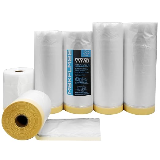 VViViD Chemical Grade Heavy-Duty Self-Adhesive Tape and Drape Masking Film Plastic Drop Cloth (Multi Size 6 Roll Pack (22", 43", 60" x 108ft))