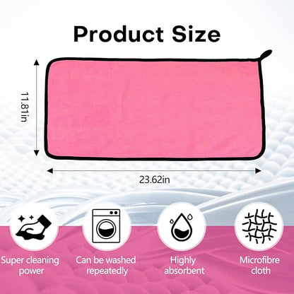 Hovom 3PCS Car Microfiber Towels, 23.62"×11.81" Lint-free Microfiber Towels for Cars Wash Drying, Super Absorbent Auto Cleaning Cloths, Reusable Washing & Detailing Towel, Car Cleaning Supplies (Pink)
