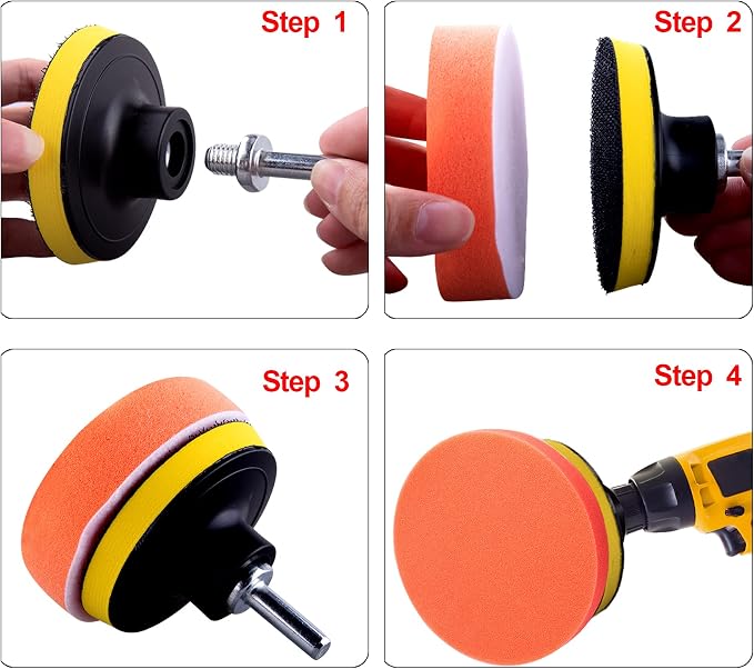 SIQUK 16 Pieces Buffing Pads 6 Inch Car Polishing Pad Kit Foam Polish Pads Wax Buffer Polisher Attachment for Drill