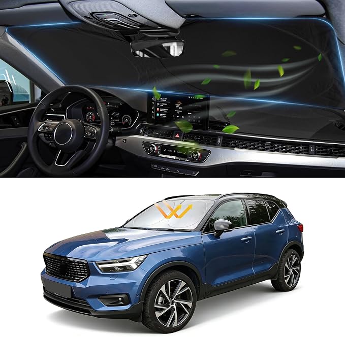 Custom Fit XC40 Windshield Sunshade for 2019-2025 2026 Volvo XC40 Accessories Front Window Shield 210T Silver Coating Cover for Windshield Sun Visor Protector Blocks UV Keep Car Cool