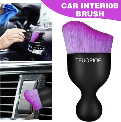 Car Interior Cleaning Brush, Car Duster Interior,Car Detailing Brush Dusting Brush,Car Interior Cleaning Tool, Auto Soft Hair Car Brush,Auto Interior Dust Brush for Air Vents(Black Purple)