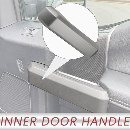 TQPONLY Interior Inner Door Handle Cover Trim | Compatible with 2015-2020 Ford F150 Truck Accessories Replacement | Front Right Passenger Side Door Armrest Pull Handle (Light Gray)