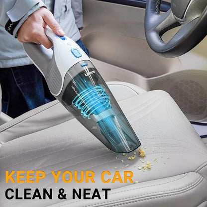 DEKOPRO Cordless Handheld Portable Vacuum Cleaner, Small Rechargeable with 8000PA Powerful Suction, Car Vacuum with Multi Accessories to Clean Home, Pet Hair and Car, White