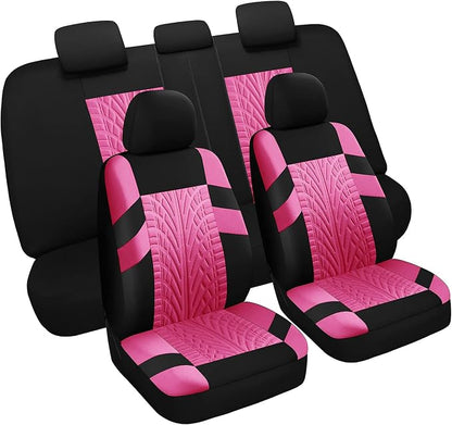 VarCozy Car Seat Covers Full Set, Front & Split Rear Bench for Car, Universal Cloth SUV, Sedan, Van, Automotive Interior Covers, Airbag Compatible