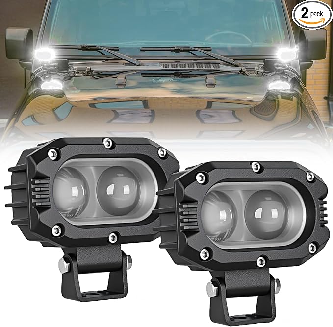 Nilight LED Pod Light 48W 4 Inch 2 PCS White Spot Beam Driving Lights IP67 Waterproof Auxiliary Offroad Lighting for Truck Tractor SUV ATV UTV Golf Cart Boat Motorcycle Dirt Bike
