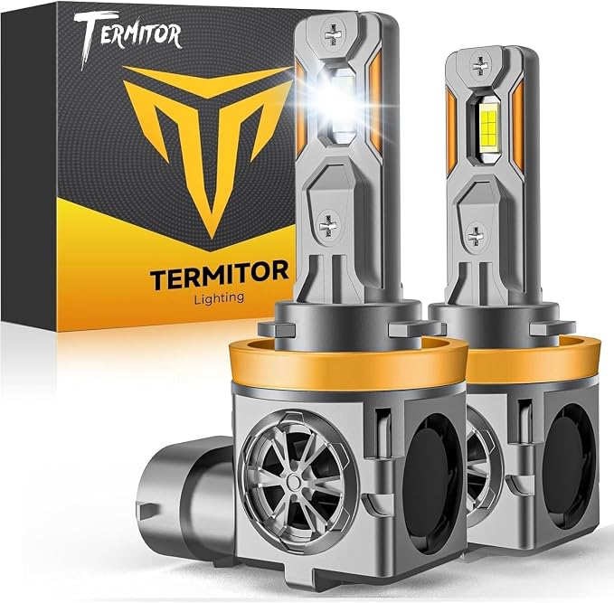Termitor 2026 H11 LED Bulbs, 70000LM 1000% Super Brighter, No Flickering No Adapter Required, 6500K White Driving Light Bulbs, 70K+ Hours Lifespan, Real 1:1 H9 Halogen Size, Plug N Play, Pack of 2