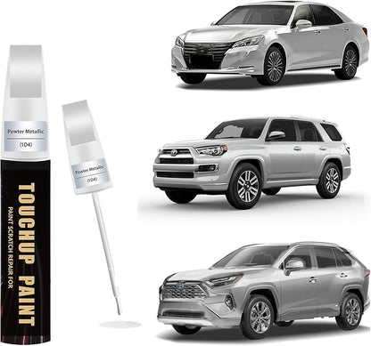 Pewter Metallic(1D4) Car Paint Touch Up Pen Compatible with Toyota, 2-In-1 Color Accurate Touch Up Car Scratch Repair Paint Exact Match Toyota Series Automotive Scratch Remover for Nicks&Chips Repair