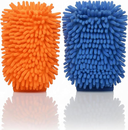 Raeyuan Car Wash Mitt - Premium Chenille Microfiber Wash Mitt for Car Cleaning, Scratch Free & Lint Free Washing Glove, Super Absorbent Noodle Sponge for Auto Detailing, SUV, Truck & Boat