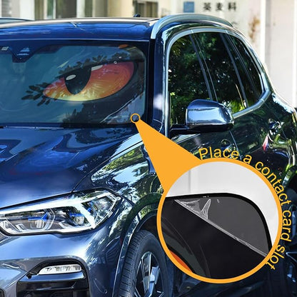 Windshield Sun Shade Red Evil Cat Eyes Front Window Block UV Shades Visor Reflective Retractable for Car SUV Trucks