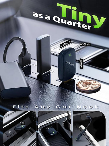Wireless CarPlay Adapter for iPhone - Wired to Wireless CarPlay Dongle with USB-A/USB-C, Gold-Plated USB, Low Latency, Auto Reconnect, Mini Plug & Play Adapter for OEM Wired Cars 2016+