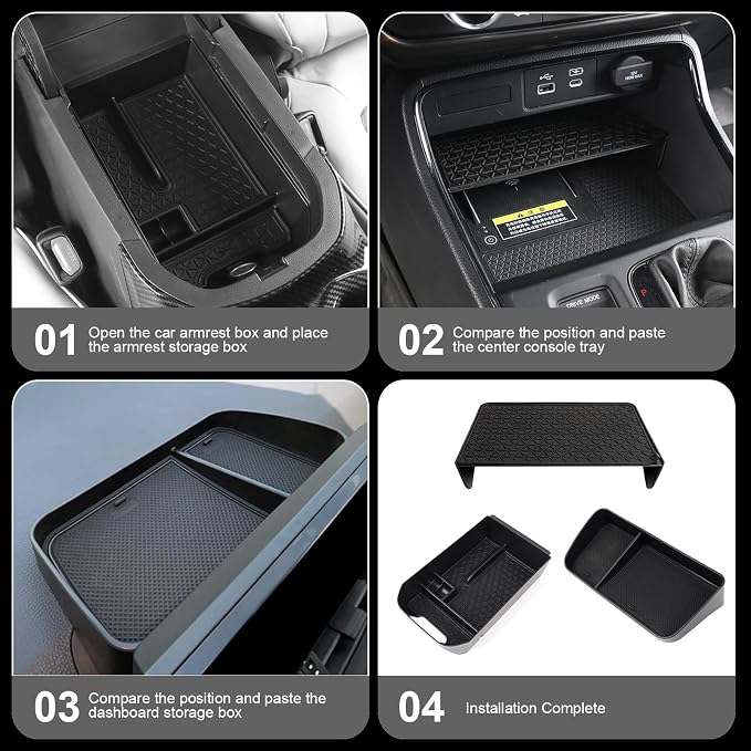 3PCS Center Console Tray Organizer for Toyota 2019-2025 RAV4 Hybrid, Prime (PHEV) Accessories Center Console Tray，Dashboard Tray，Armrest Storage Box（for 8'' Multimedia Display Only）