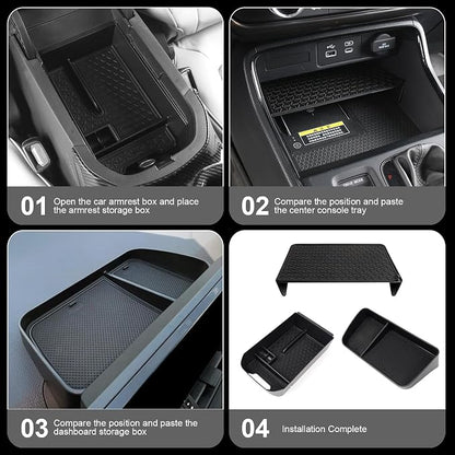3PCS Center Console Tray Organizer for Toyota 2019-2025 RAV4 Hybrid, Prime (PHEV) Accessories Center Console Tray，Dashboard Tray，Armrest Storage Box（for 8'' Multimedia Display Only）