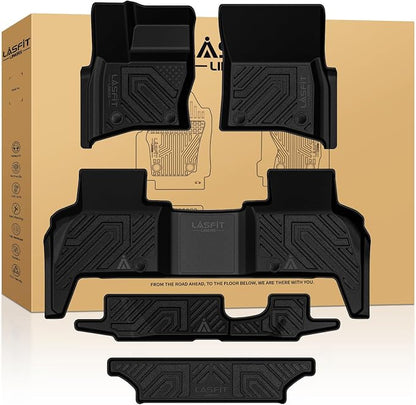 LASFIT Floor Mats & Trunk Mat for Land Rover Defender 110 2020-2026, TPE All Weather Custom Fit Floor Liner for Defender 110 7-Seater Full Set Car Mats and Cargo Liner, Black