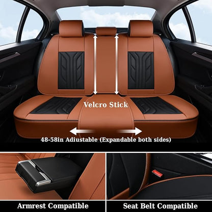 Coverado Seat Covers, Car Seat Covers Full Set, Faux Leather Seat Covers for Cars, Automotive Seat Covers Car Seat Protector Car Accessories Fit for Most Sedans SUV Pick-up Truck(Black&Brown)