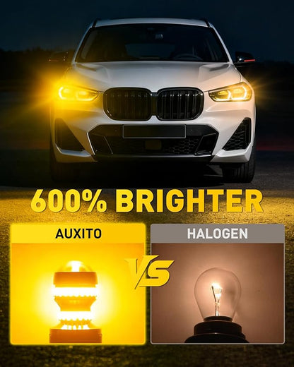 AUXITO Upgraded 1157 LED Bulb Amber Yellow Super Bright 2057 2357 7528 BAY15D LED Replacement Light Kit for Front Rear Turn Signal Light Blinker Parking DRL Tail Lights, Pack of 2
