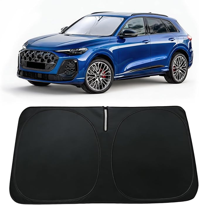 Windshield Sun Shade for Audi Q5/SQ5 2018-2025, Car Front Window Sunshade with 240T Sun Visor Protector Blocks UV Rays Heat Sun Shield Accessories