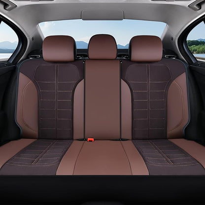 Coverado Air Mesh Seat Cover, Car Seat Cover Rear Seats, 3D Breathable Seat Protectors Sports Carbon Fiber Design Airbag Compatible Comfort Universal for Most Cars, Van,Trucks, SUV, Brown