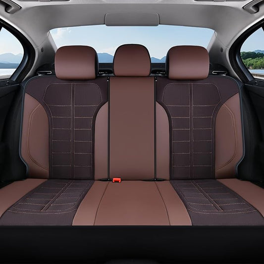 Coverado Air Mesh Seat Cover, Car Seat Cover Rear Seats, 3D Breathable Seat Protectors Sports Carbon Fiber Design Airbag Compatible Comfort Universal for Most Cars, Van,Trucks, SUV, Brown