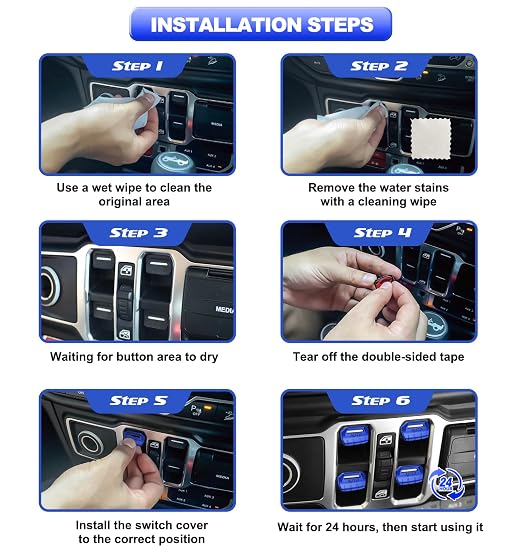 Fits for Jeep JL 4 PCS Upgrade Window Switch Button Cover Compatible with Jeep Wrangler JL JLU 2025 2024 2023 2022 2021 2020 2019 2018 & Gladiator JT 2020-2025 Interior Accessories(Dark Blue)