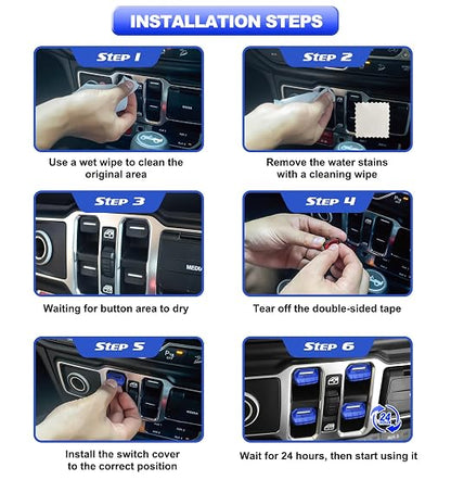 Fits for Jeep JL 4 PCS Upgrade Window Switch Button Cover Compatible with Jeep Wrangler JL JLU 2025 2024 2023 2022 2021 2020 2019 2018 & Gladiator JT 2020-2025 Interior Accessories(Dark Blue)