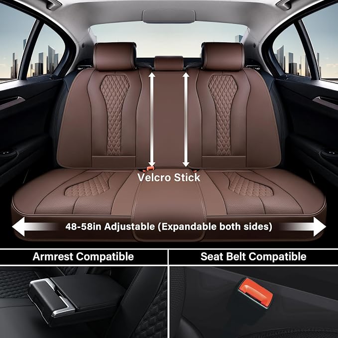 Coverado Seat Covers, Car Seat Covers Full Set, Coffee Car Seat Cover, Car Seat Cushion Waterproof, Luxury Auto Seat Covers, Seat Cover Car Seat Protector Fit for Most Cars