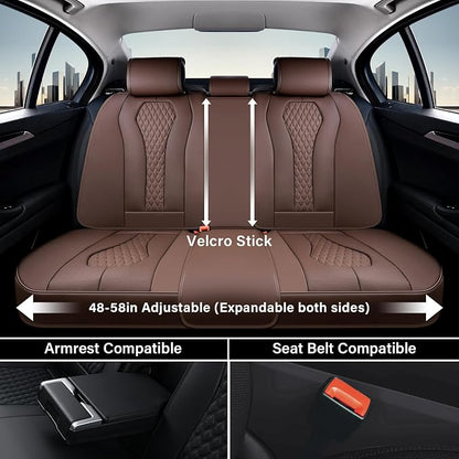 Coverado Seat Covers, Car Seat Covers Full Set, Coffee Car Seat Cover, Car Seat Cushion Waterproof, Luxury Auto Seat Covers, Seat Cover Car Seat Protector Fit for Most Cars