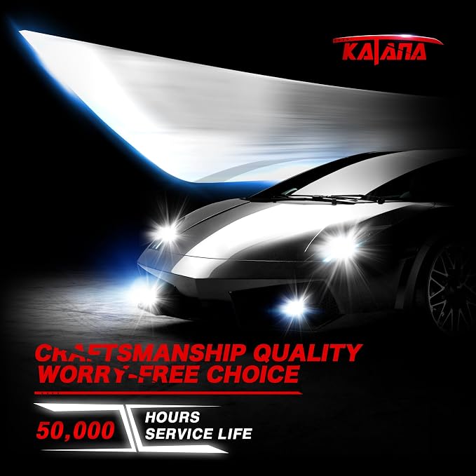 KATANA 9005 9006 Fog Light Combo, 800% Brightness 6500K White Plug and Play Mini Size Fog Bulb Pack of 4