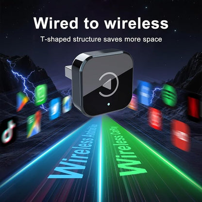 2026 New 2-in-1 Car Wireless CarPlay Android Adapter Quick Auto Connect Plug and Play CarPlay Adapter Wired to Wireless Plug and Play with Type-C Adapter for iPhone and Android Compatible Cars