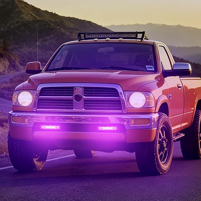 Nilight Slim LED Light Bar 2Pcs 7 Inch 16LED Single Row Spot Flood Combo Purple Off Road Driving Decoration Neon Hunting Lighting for 12V 24V ATV UTV Pickup Truck Tractor