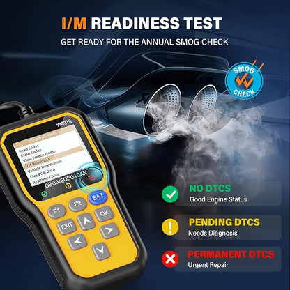 BluSon YM319 OBD2 Scanner Diagnostic Tool with Battery Tester, Check Engine Fault Code Reader with Live Data, Cloud Printing, DTC Lookup, Freeze Frame, Scan Tool for All OBDII Protocol Cars Since 1996